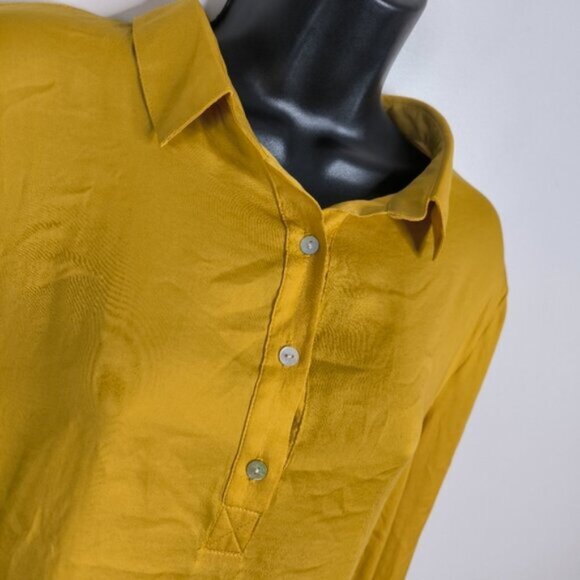 Anthropologie Dolan Steinbeck Back Gold Mustard Preppy Tennis Prep Chic Tunic M - Picture 5 of 10